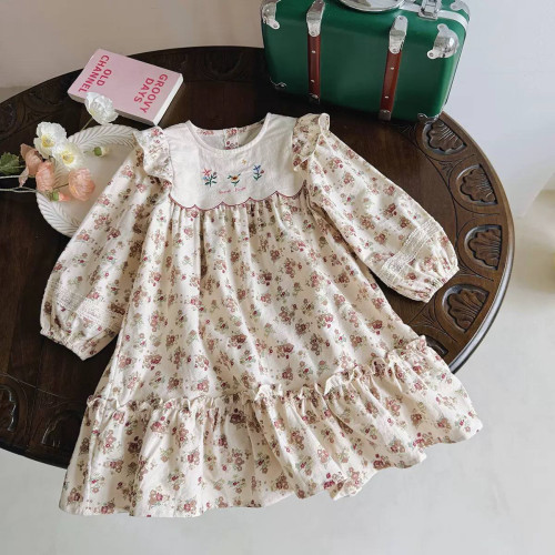 پیراهن کتان نخ یقه گلدوزی